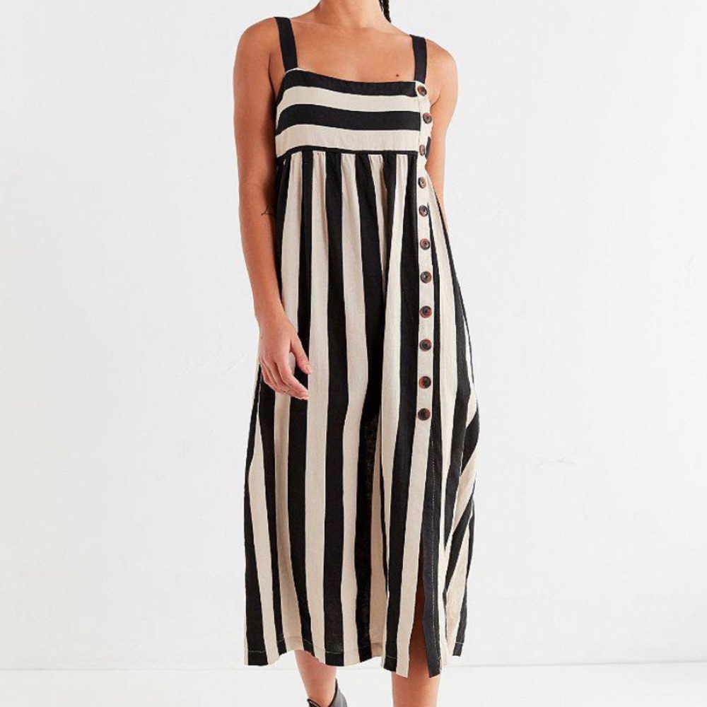 Urban Outfitters Deena Striped Button Midi Dress